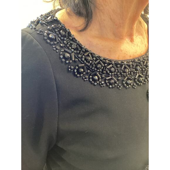 Anna Sui Vintage Black Beaded Formal Evening Princess Cocktail Jacket Y2K M 8 - Picture 9 of 13